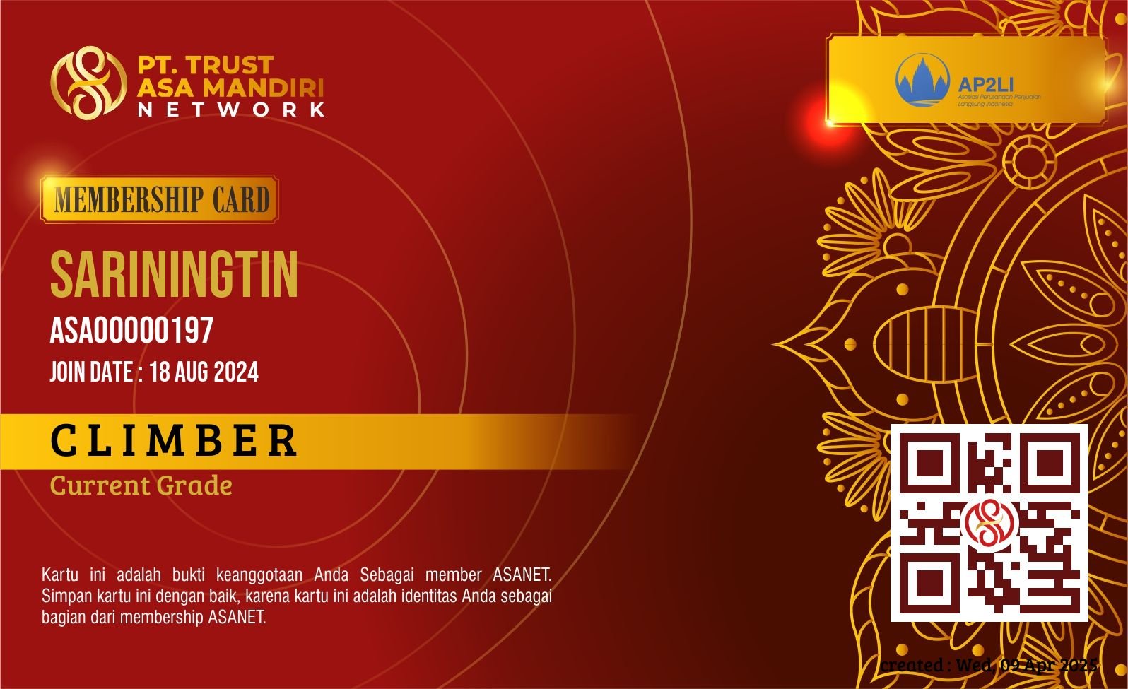member card belum di generate...